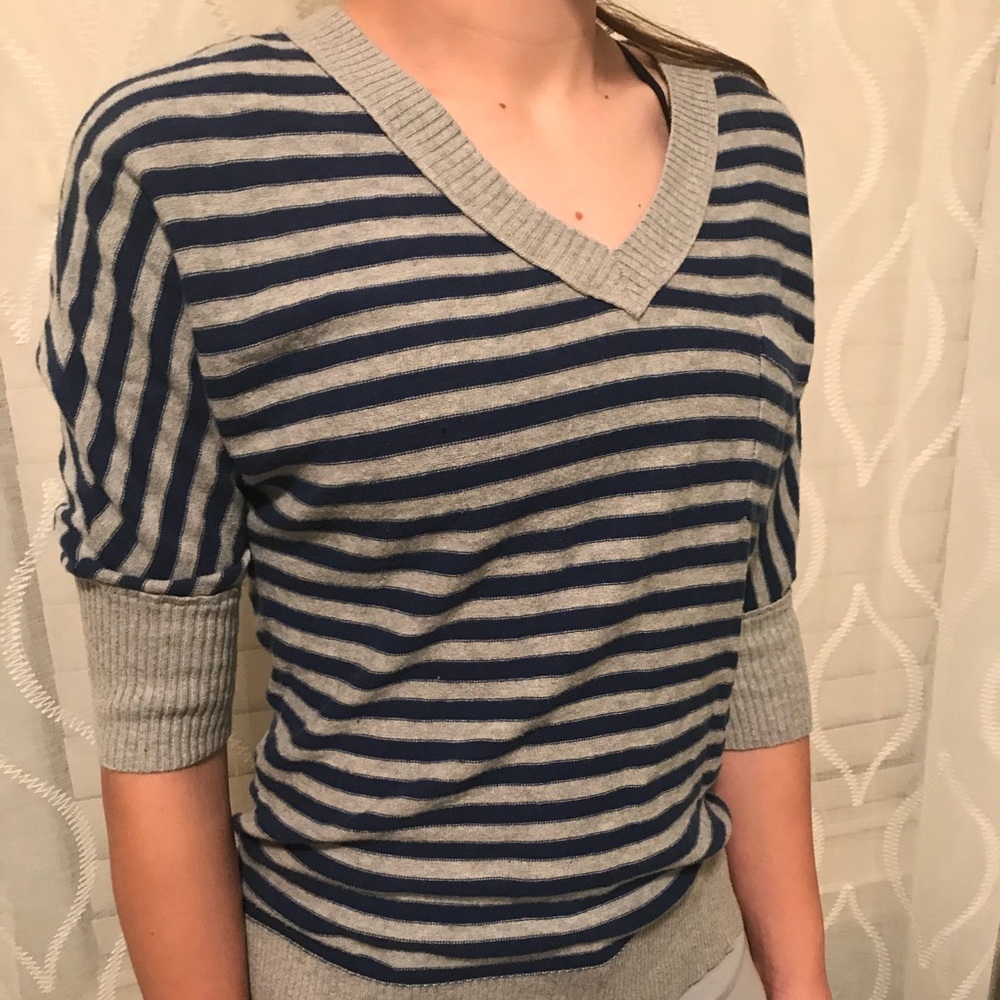 Navy and grey striped sweater